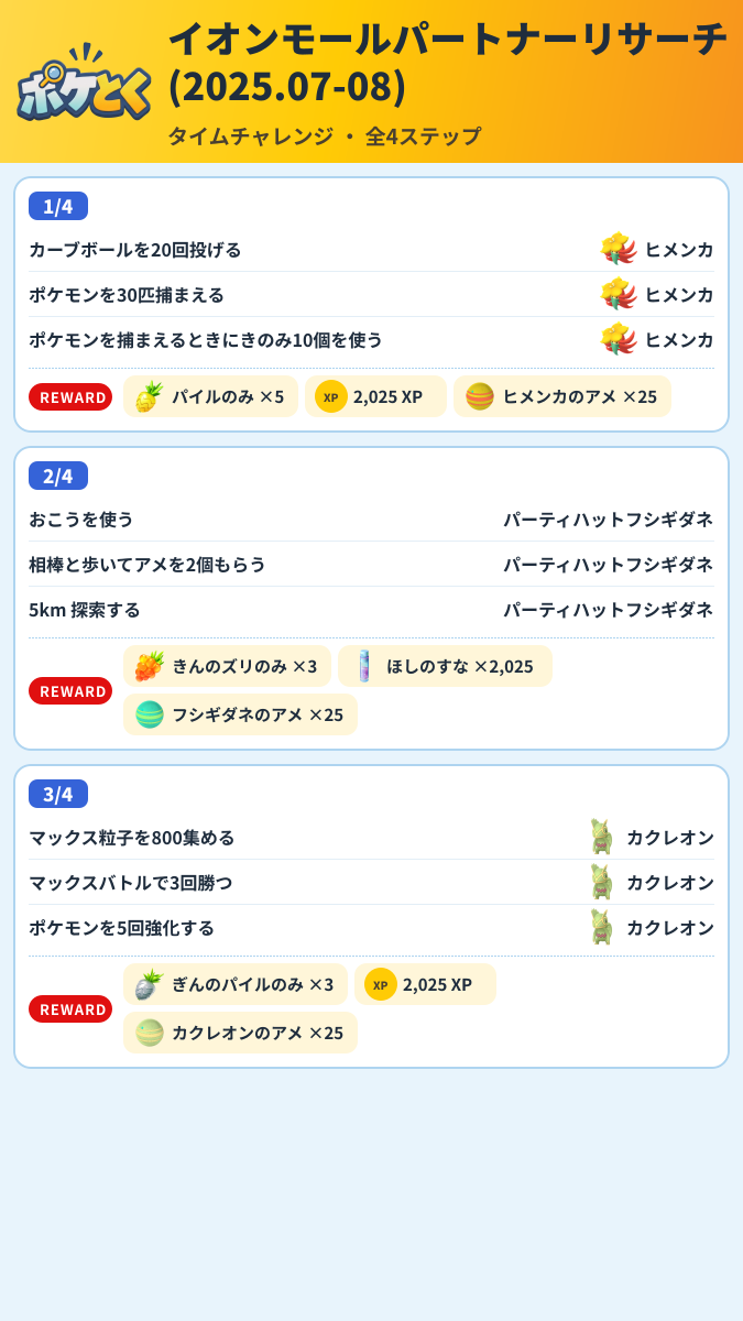 イオンモールパートナーリサーチ(2025.07-08) タイムチャレンジ攻略のまとめ画像 (1/2)