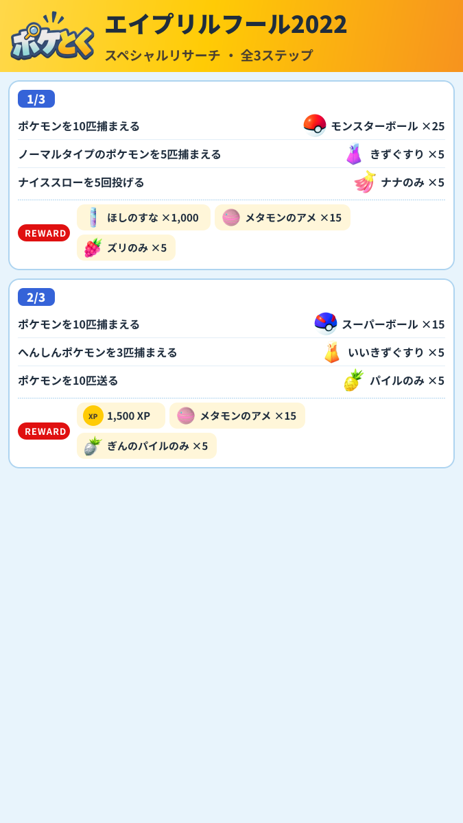 エイプリルフール2022 スペシャルリサーチ攻略のまとめ画像 (1/2)