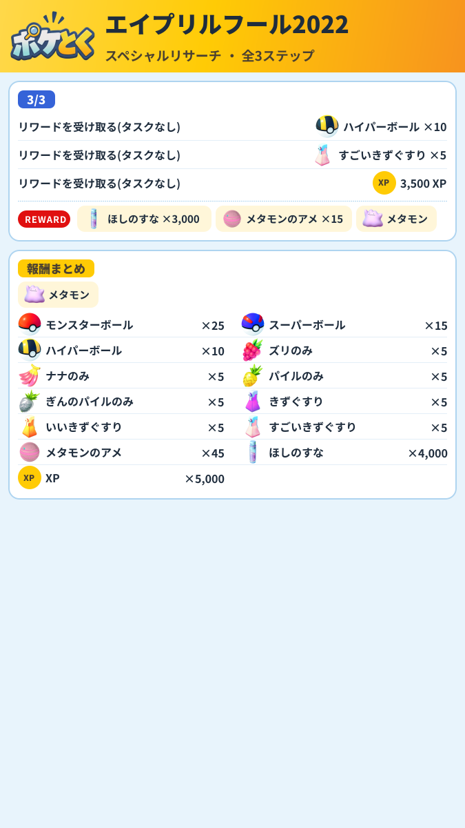 エイプリルフール2022 スペシャルリサーチ攻略のまとめ画像 (2/2)