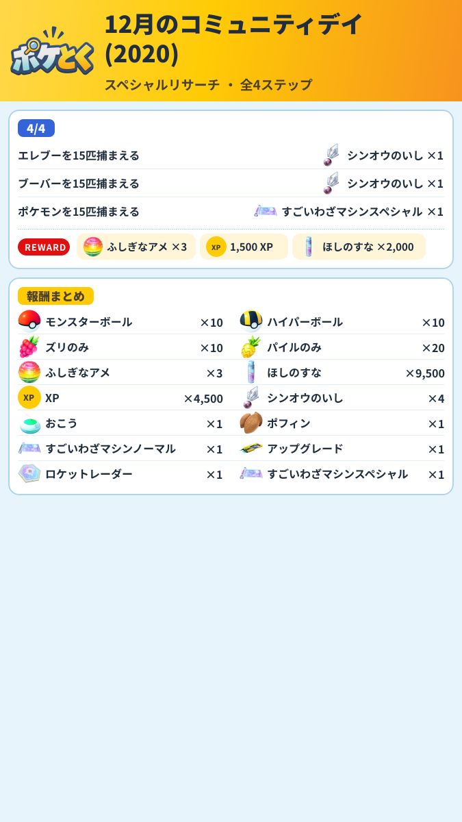 12月のコミュニティデイ(2020) スペシャルリサーチ攻略のまとめ画像 (2/2)