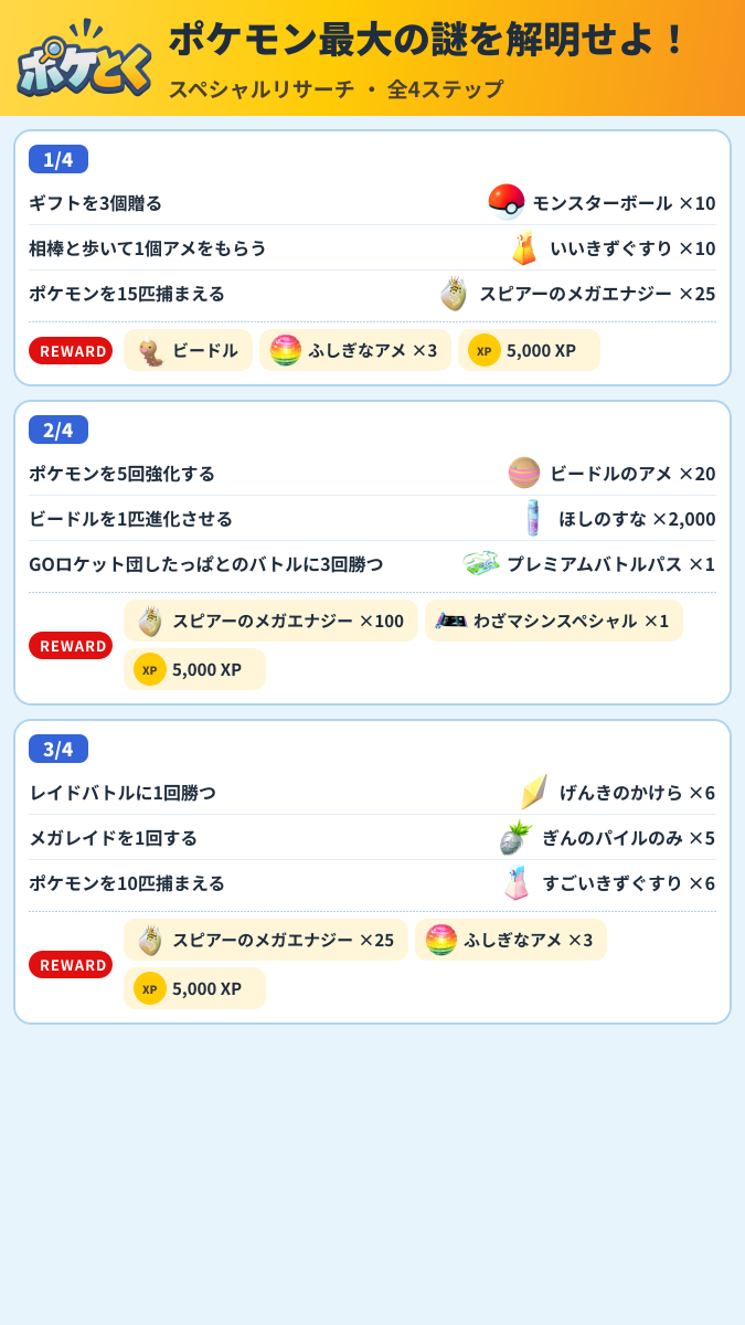ポケモン最大の謎を解明せよ! スペシャルリサーチ攻略のまとめ画像 (1/2)