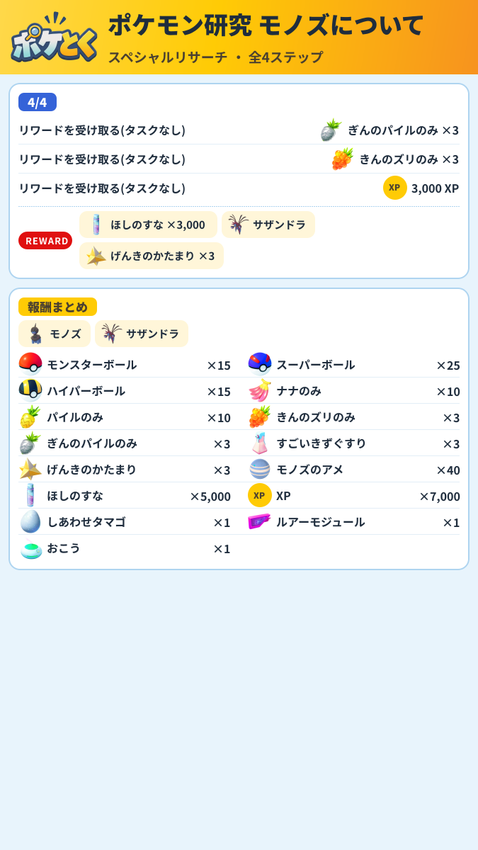 ポケモン研究 モノズについて スペシャルリサーチ攻略のまとめ画像 (2/2)