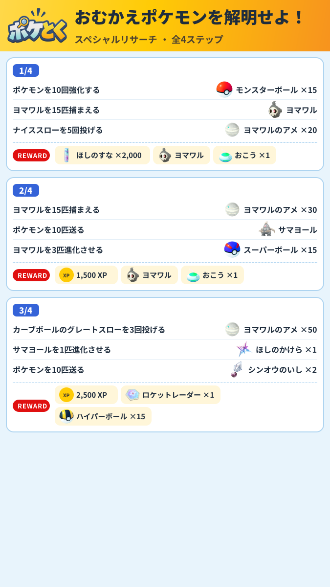 おむかえポケモンを解明せよ! スペシャルリサーチ攻略のまとめ画像 (1/2)