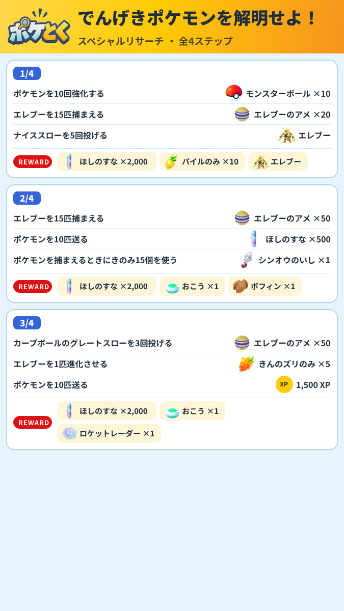 でんげきポケモンを解明せよ! スペシャルリサーチ攻略のまとめ画像 (1/2)