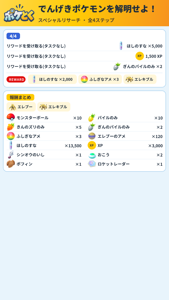 でんげきポケモンを解明せよ! スペシャルリサーチ攻略のまとめ画像 (2/2)