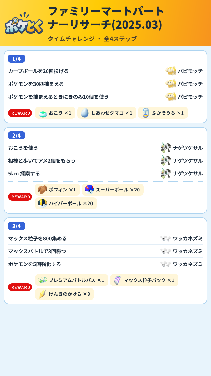 ファミリーマートパートナーリサーチ(2025.03) タイムチャレンジ攻略のまとめ画像 (1/2)