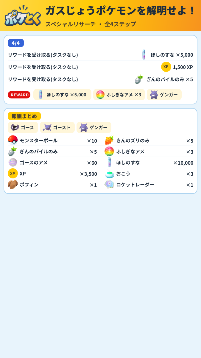 ガスじょうポケモンを解明せよ! スペシャルリサーチ攻略のまとめ画像 (2/2)