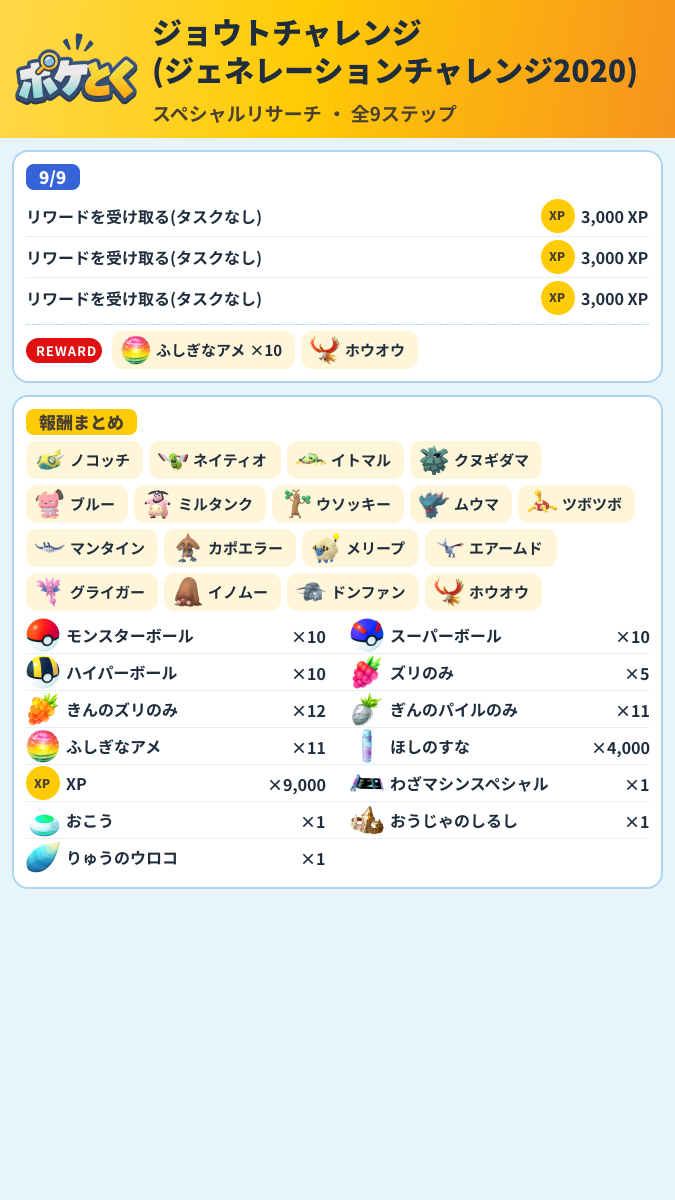 ジョウトチャレンジ(ジェネレーションチャレンジ2020) スペシャルリサーチ攻略のまとめ画像 (3/3)