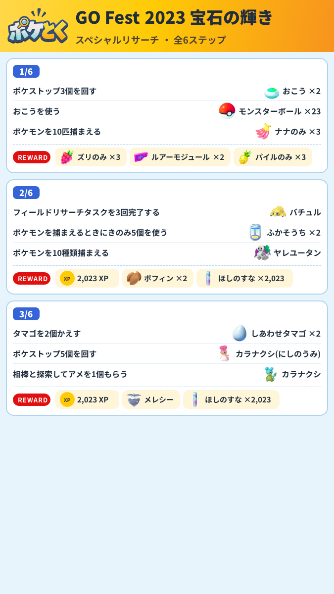 GO Fest 2023 宝石の輝き スペシャルリサーチ攻略のまとめ画像 (1/3)