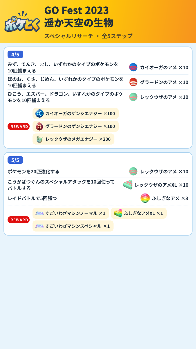 GO Fest 2023 遥か天空の生物 スペシャルリサーチ攻略のまとめ画像 (2/3)