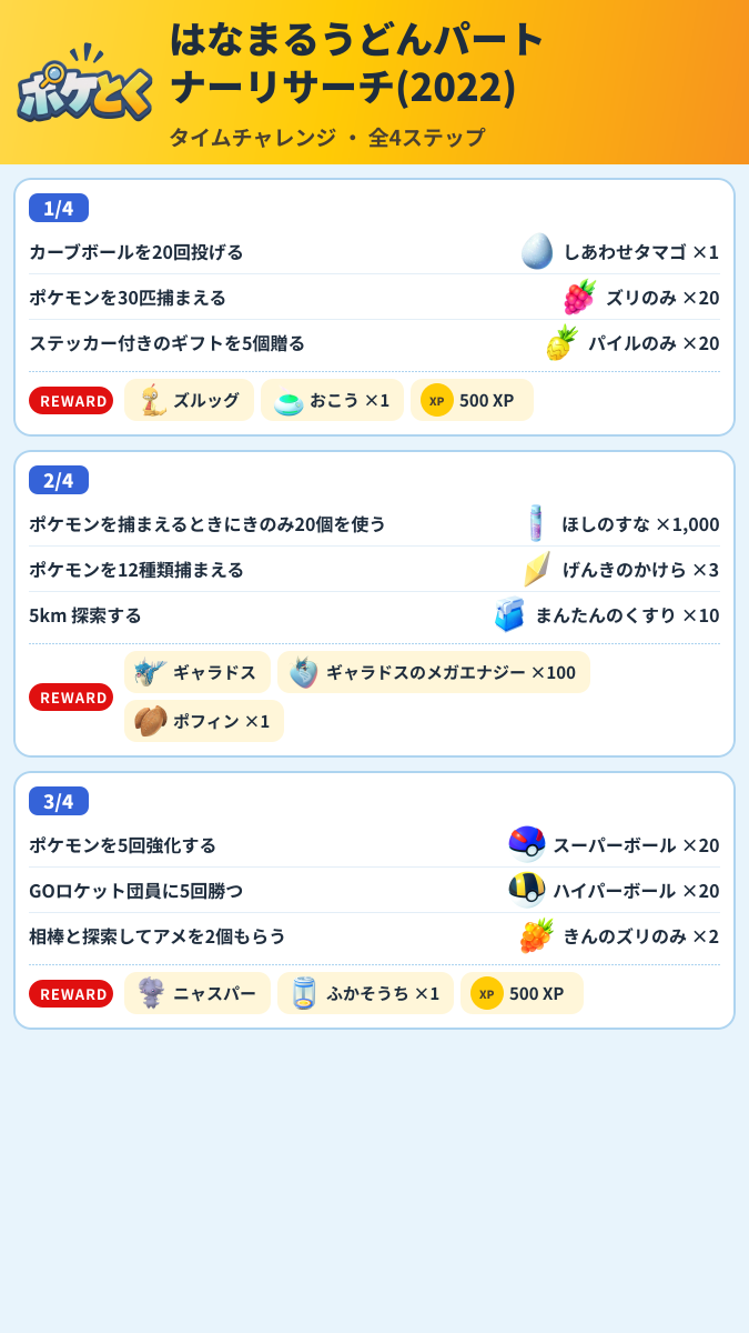 はなまるうどんパートナーリサーチ(2022) タイムチャレンジ攻略のまとめ画像 (1/2)
