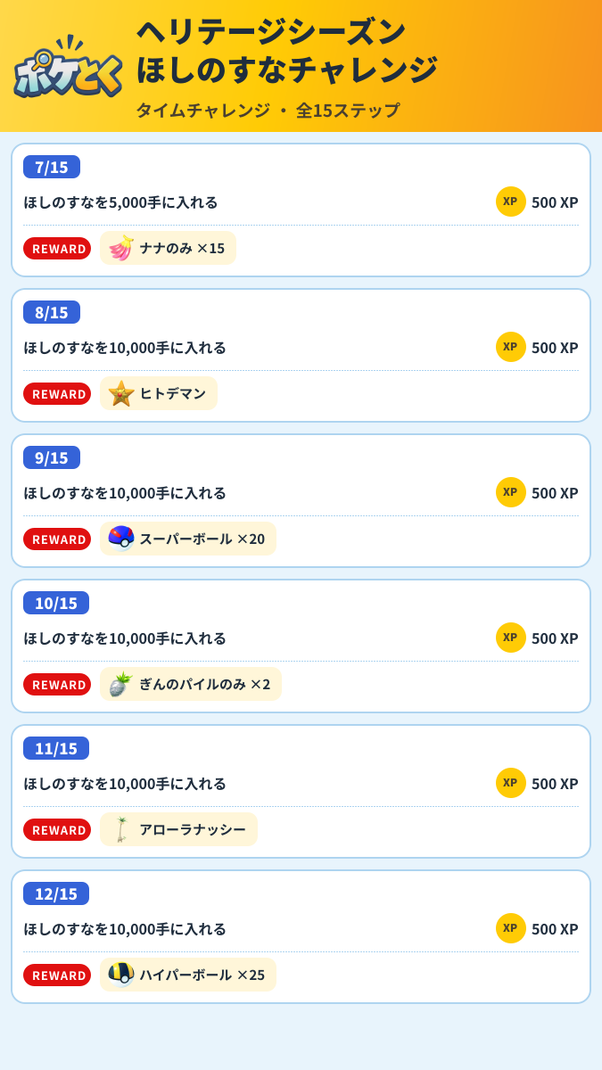 ヘリテージシーズン ほしのすなチャレンジ タイムチャレンジ攻略のまとめ画像 (2/3)