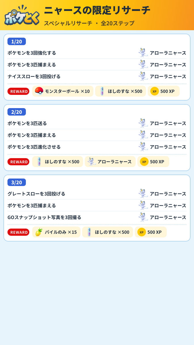 ニャースの限定リサーチ スペシャルリサーチ攻略のまとめ画像 (1/6)