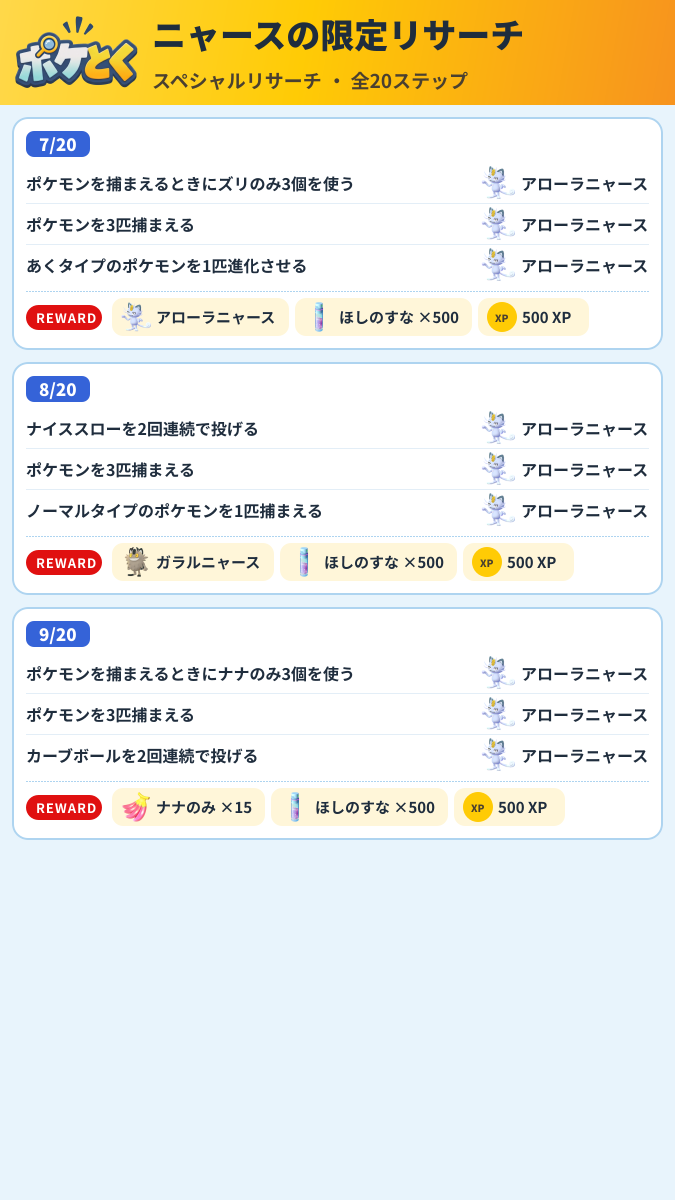 ニャースの限定リサーチ スペシャルリサーチ攻略のまとめ画像 (3/6)