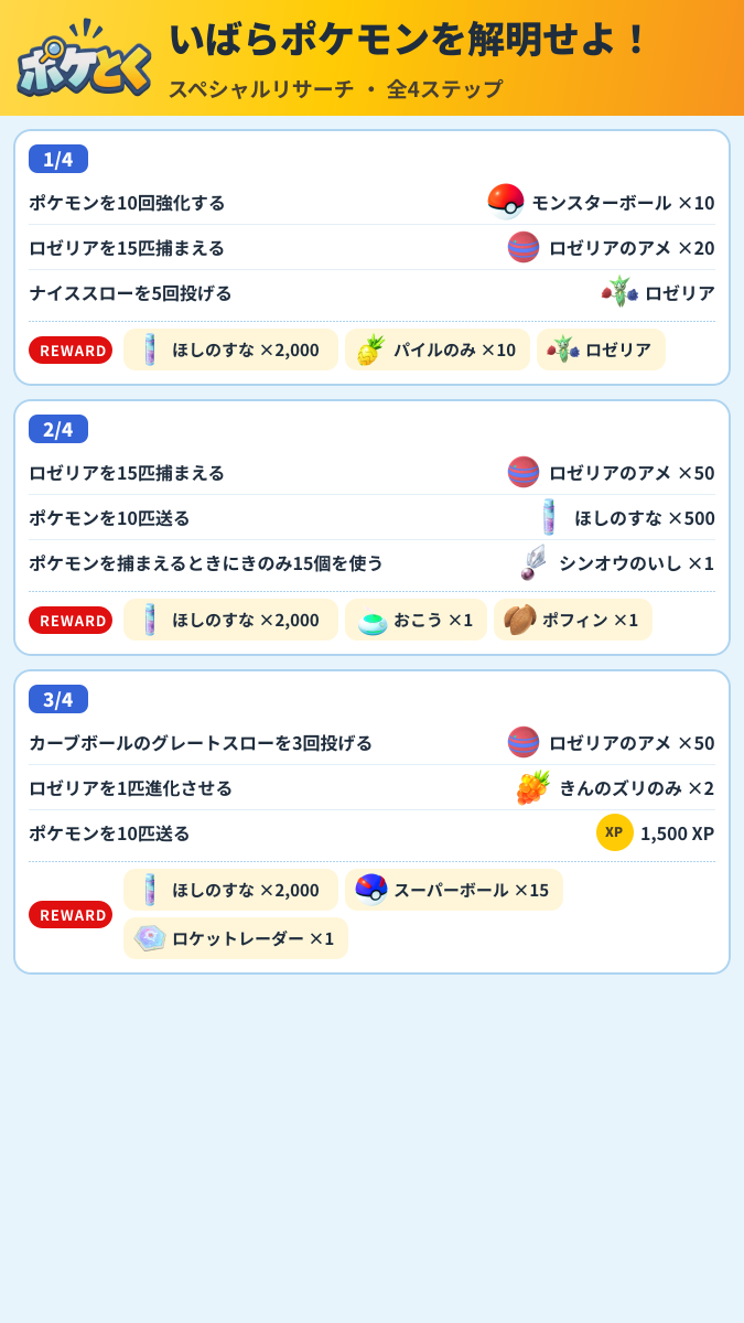 いばらポケモンを解明せよ! スペシャルリサーチ攻略のまとめ画像 (1/2)