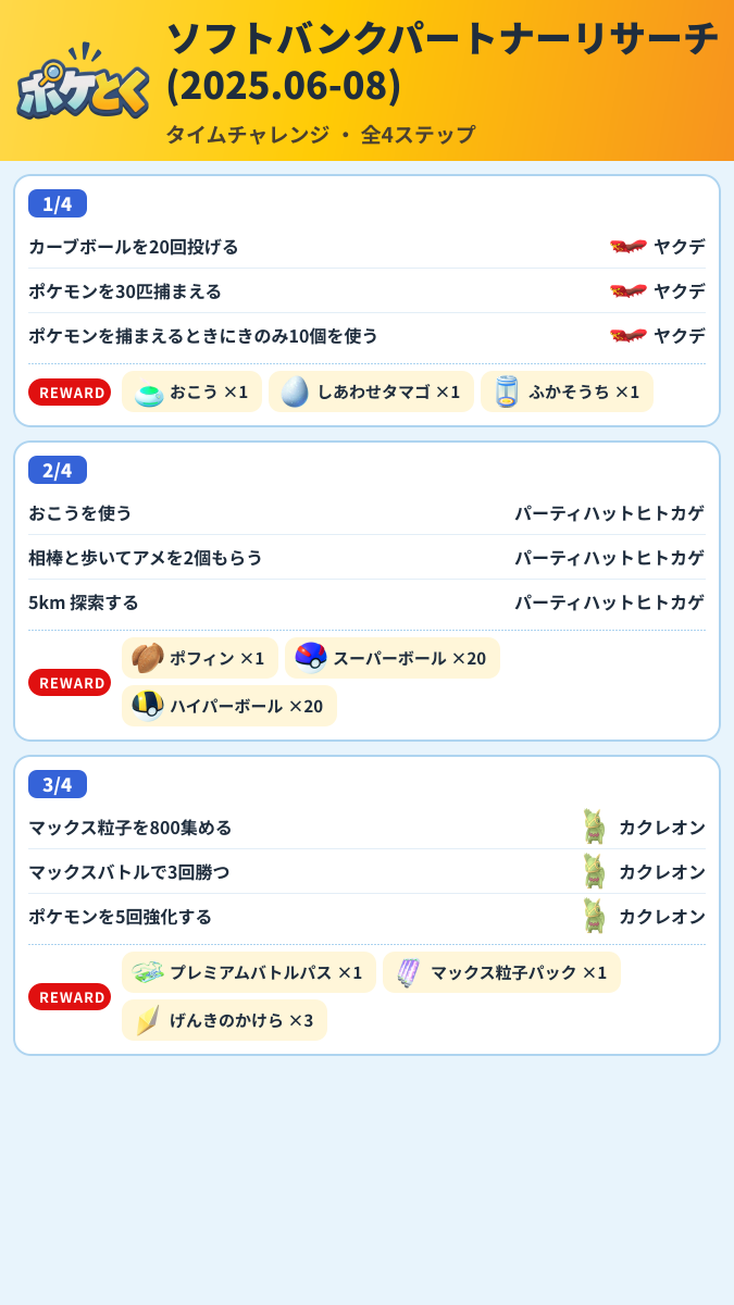 ソフトバンクパートナーリサーチ(2025.06-08) タイムチャレンジ攻略のまとめ画像 (1/2)