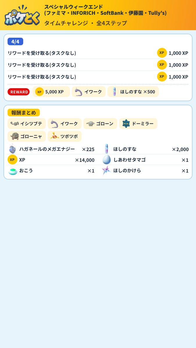 スペシャルウィークエンド(ファミマ・INFORICH・SoftBank・伊藤園・Tully's) タイムチャレンジ攻略のまとめ画像 (2/2)