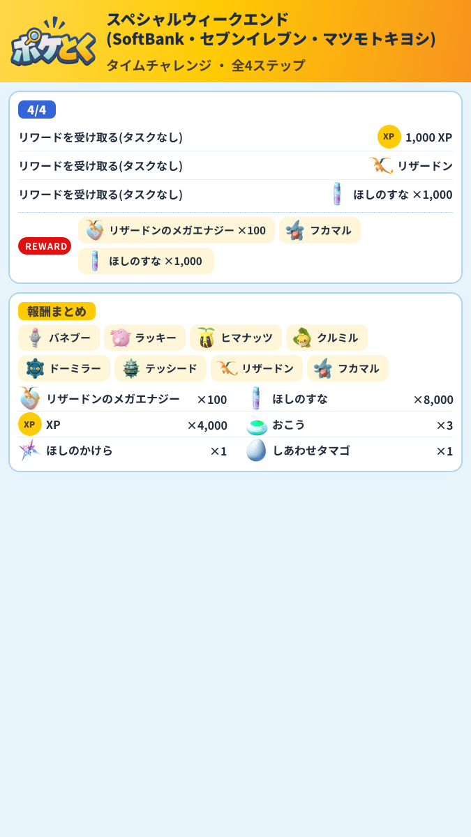 スペシャルウィークエンド(SoftBank・セブンイレブン・マツモトキヨシ) タイムチャレンジ攻略のまとめ画像 (2/2)