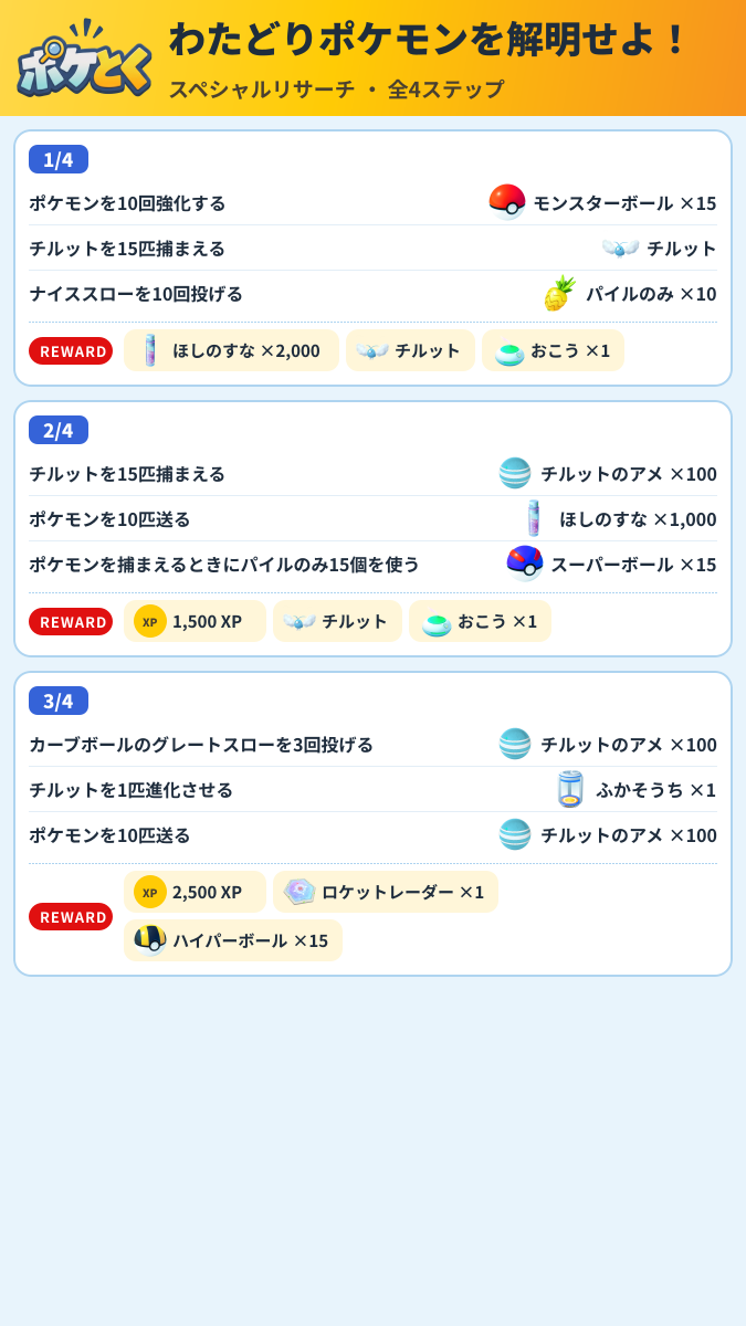 わたどりポケモンを解明せよ! スペシャルリサーチ攻略のまとめ画像 (1/2)