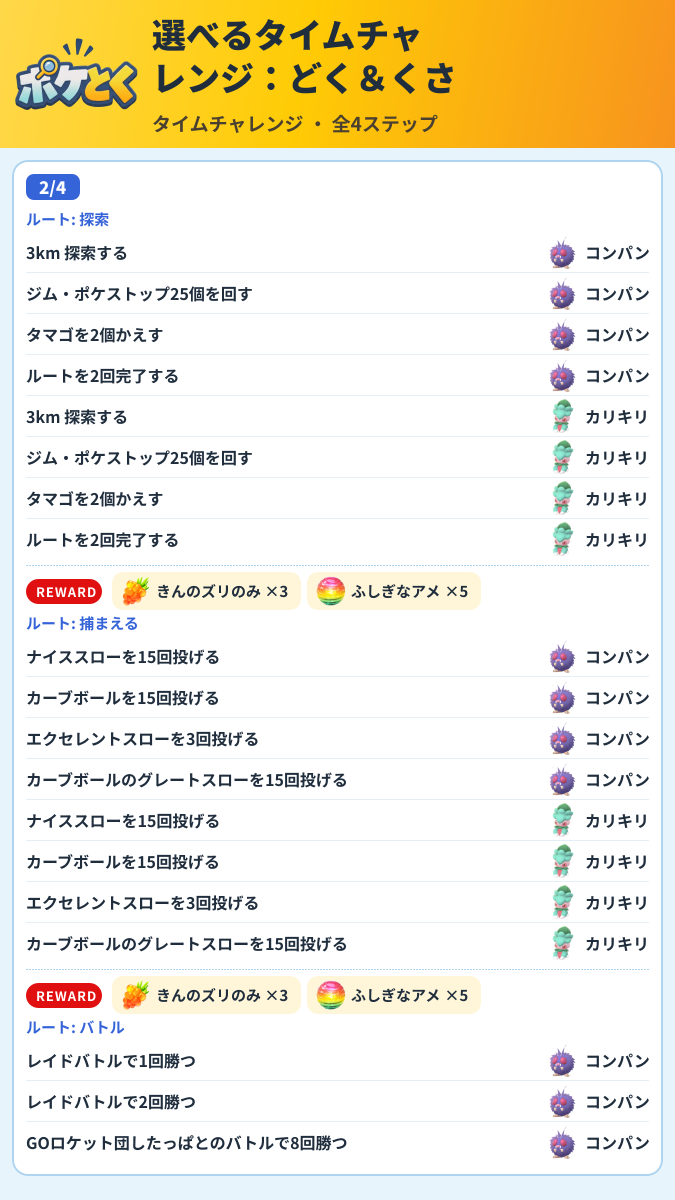 選べるタイムチャレンジ:どく&くさ タイムチャレンジ攻略のまとめ画像 (2/6)