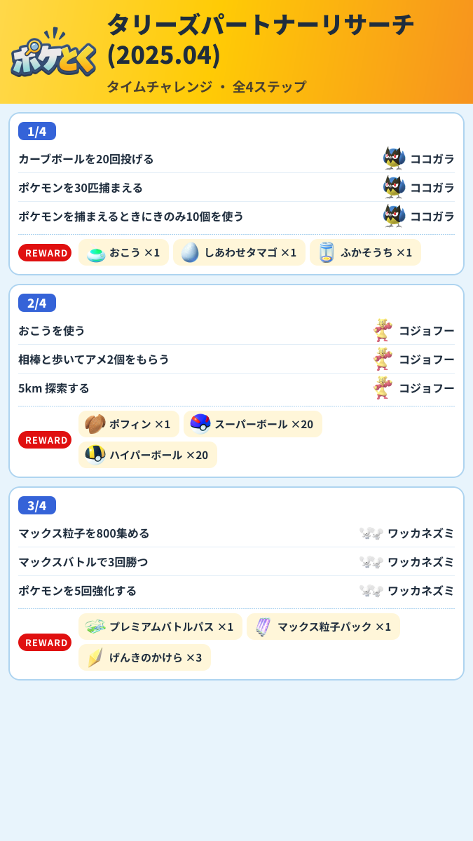 タリーズパートナーリサーチ(2025.04) タイムチャレンジ攻略のまとめ画像 (1/2)
